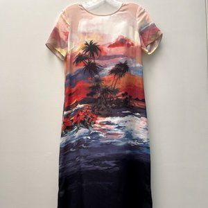 Pino Pizo Printed Silk Midi Shift Dress